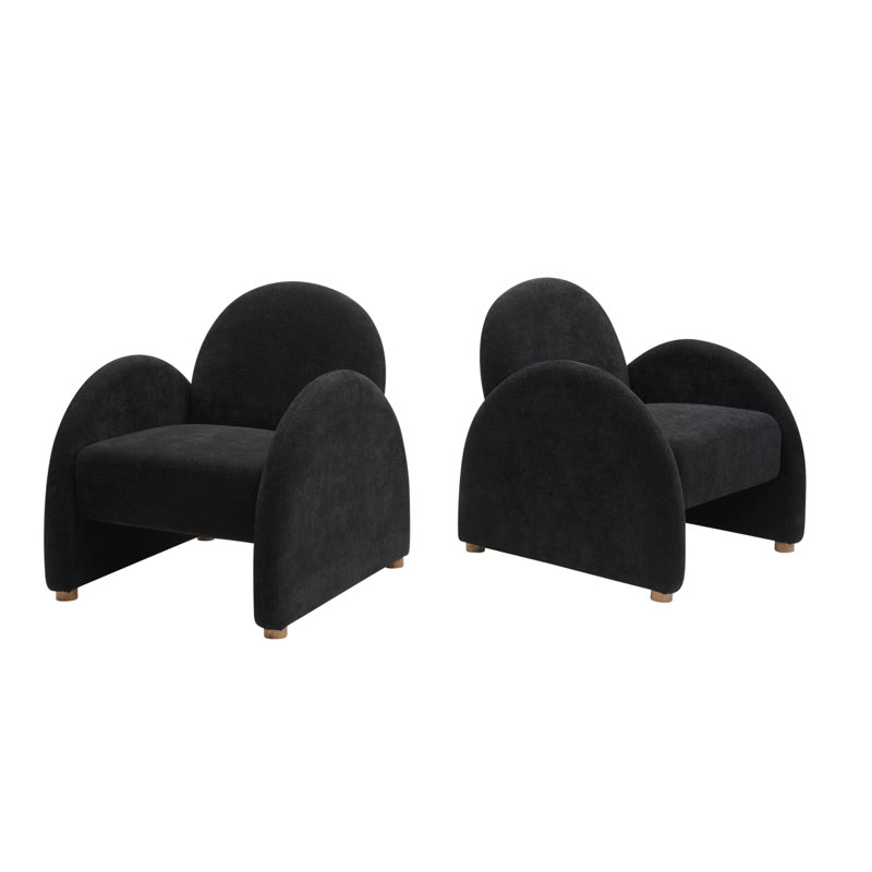 Delal  Upholstered  Boucle Armchair, Black Fabric