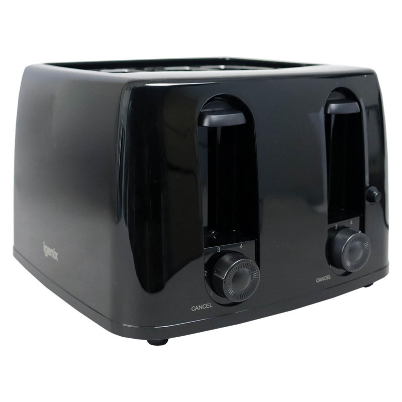 Igenix 4 Slice Toaster Black, Black