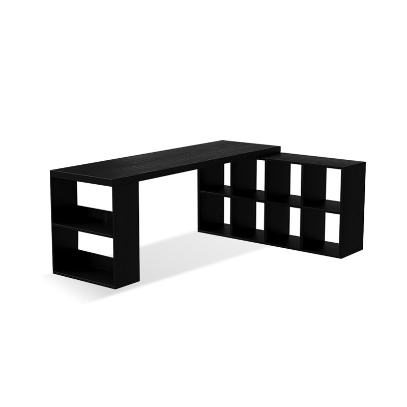 Bureau rectangulaire en bois massif noir, H 29,53 po x l 62,99 po x P 23,62 po, Retour à droite