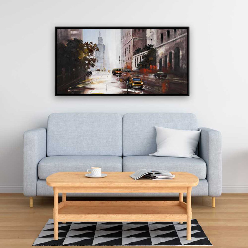 Morning street scene - Contemporary framed canvas for decor