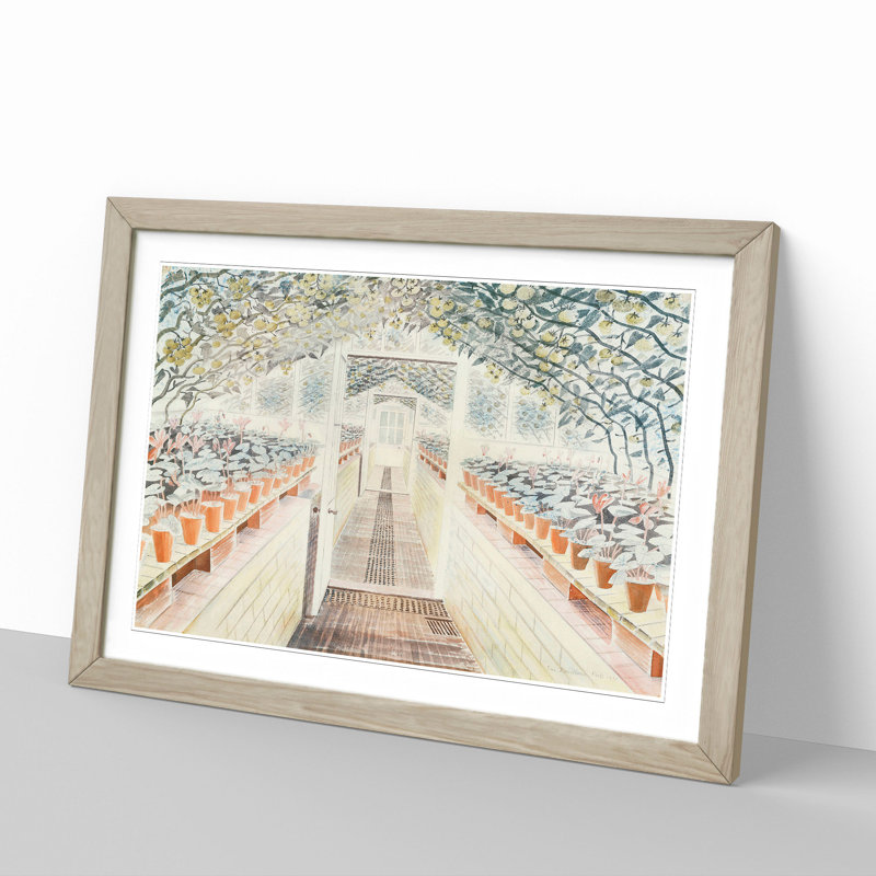Greenhouse by Eric Ravilious - Picture Frame Painting, Oak Framed, 27cm H x 36cm W x 2cm D