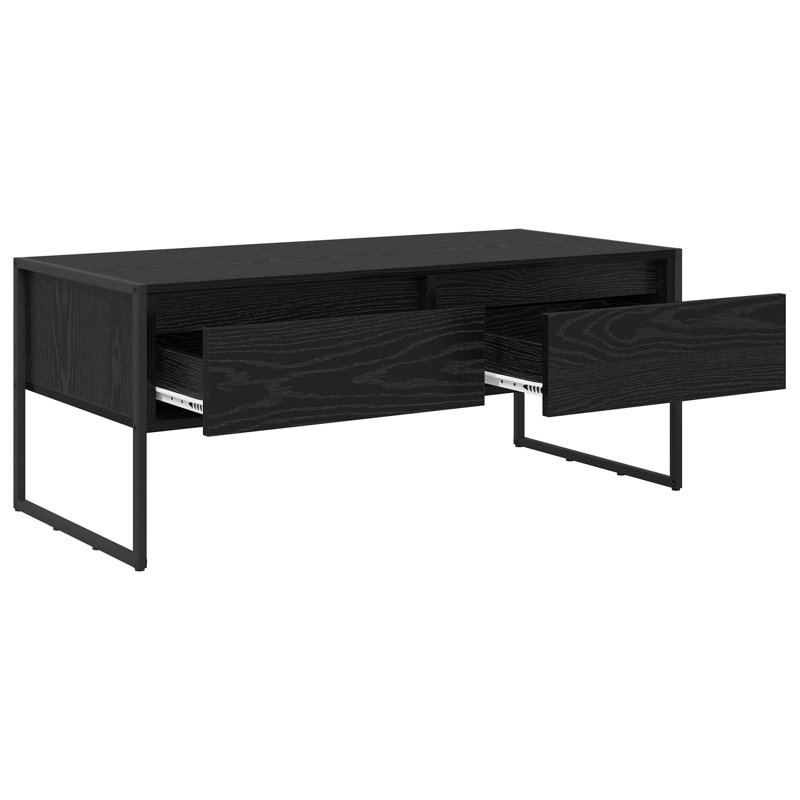 Coffee Table with Storage, Black Oak