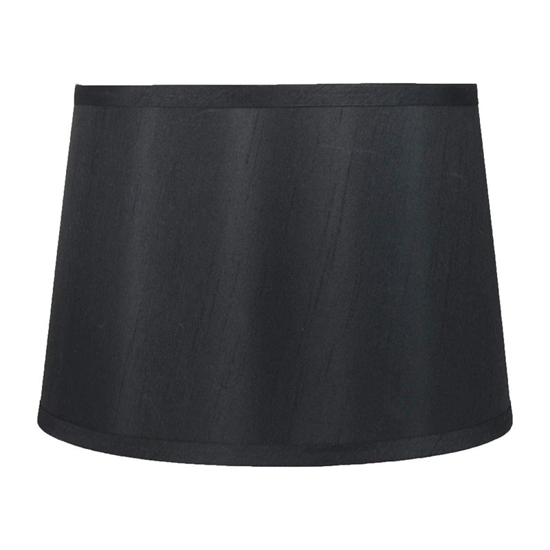 Abat-jour tambour en soie / shantung (araignée), Noir, H 8,5 po x l 12 po P 12 po