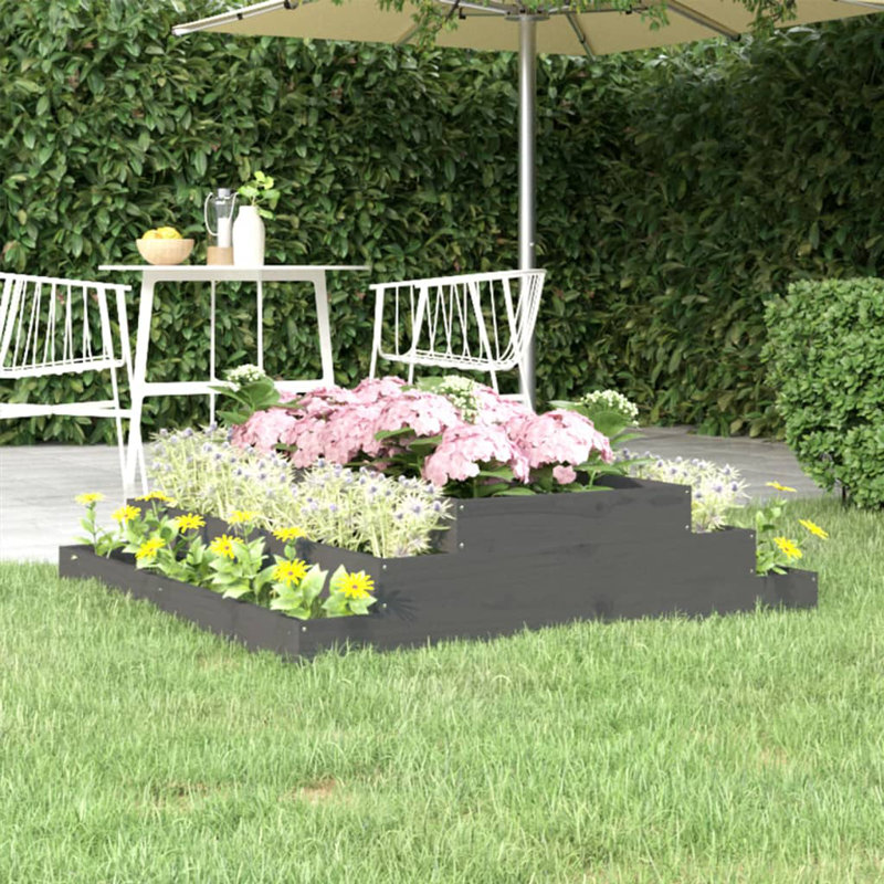 Arevalo Self-Watering Wood Raised Garden Bed, Grey, 27cm H x 110cm W x 110cm D