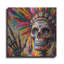 «Colorful Skull With Feathers» par Rey Klimt, art mural en métal-1343679599