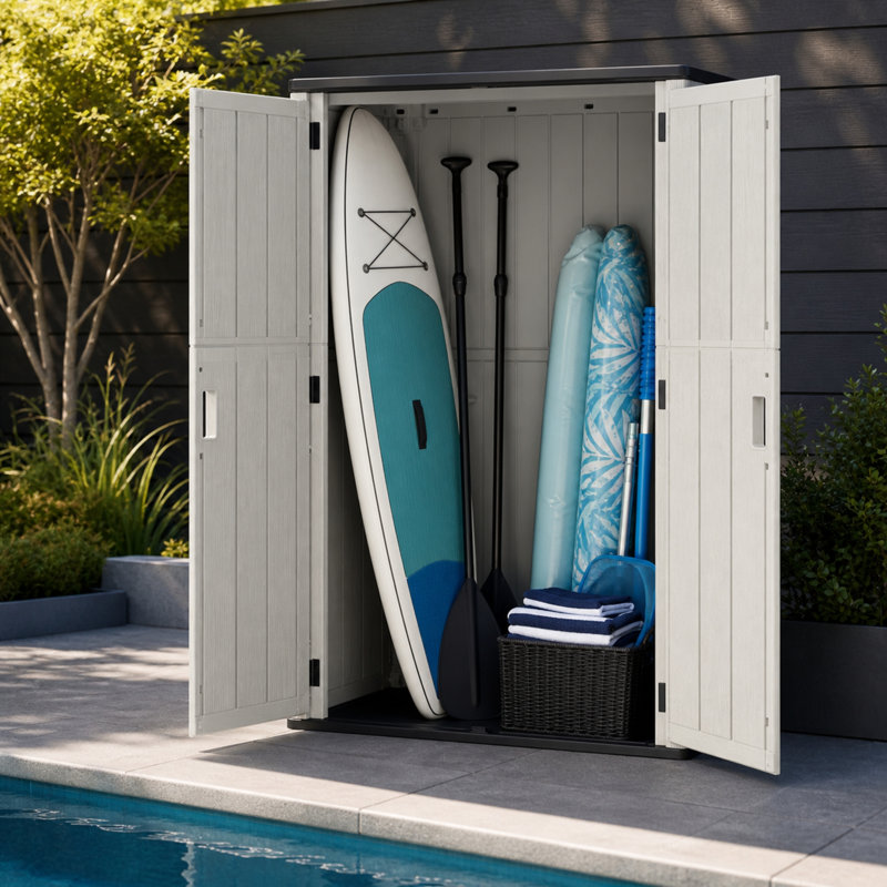 426 Gallons Vertical Outdoor Storage Cabinet with Weather-Resistant Multi-Wall Construction