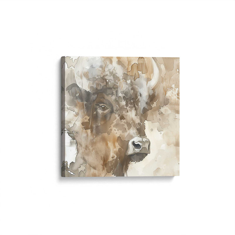 «Abstract Buffalo Portrait II», reproduction sur toile, Toile tendue, H 16 po x l 16 po x P 1,25 po