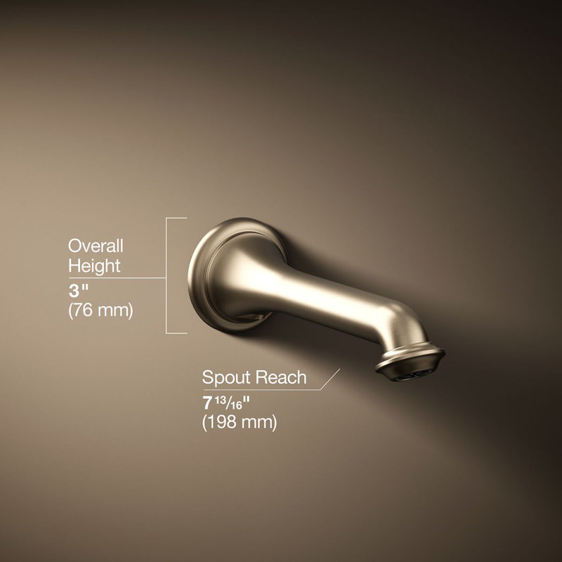 Artifacts Wall-Mount Bath Spout with Turned Design, Vibrant Brushed Bronze