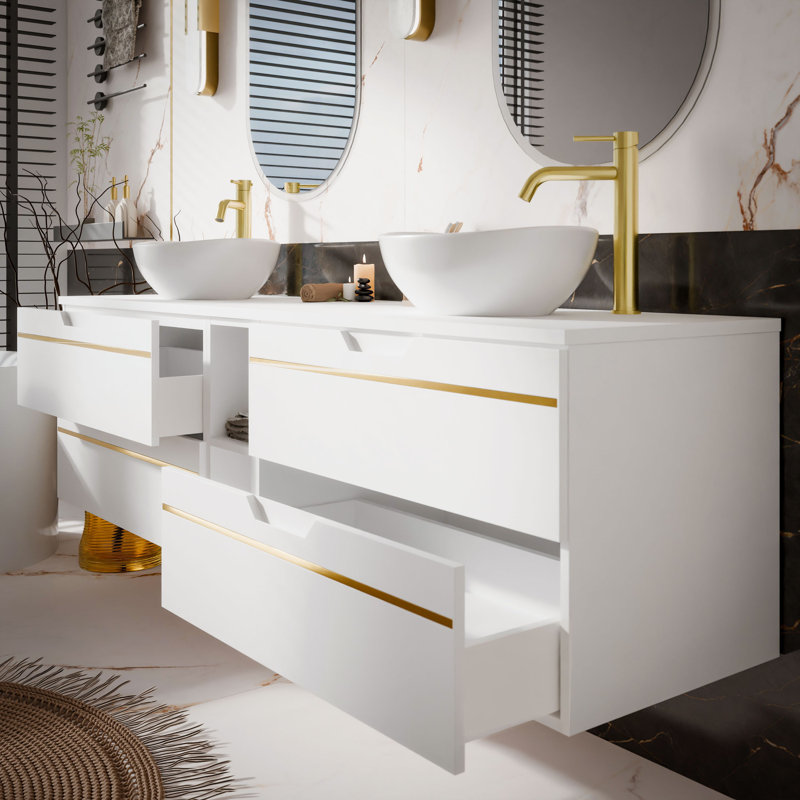 140mm Double Bathroom Vanity with Ceramic Basin