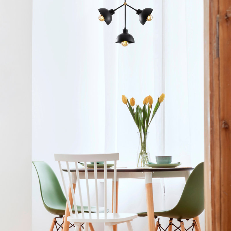 Lustre industriel noir, structure en métal, 18,1 po x 5,9 po x 18,5 po | 3 x douilles E27 de 40 W maximum | Certifié IP20 | Parfait pour la maison, la salle à manger et la cuisine | Design moderne et sobre, luminaire élégant