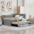 Full Size Upholstered Daybed With Trundle And Three Drawers, Perfect For Guest Accommodation And Storage-1283842878-1283842872