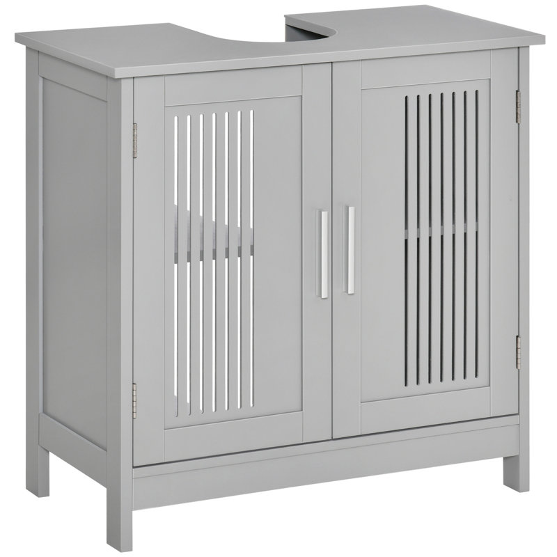 Kleankin Modern Under Sink Cabinet With 2 Doors, Pedestal Under Sink Bathroom Cupboard, Bathroom Vanity Cabinet With Adjustable Shelves,
