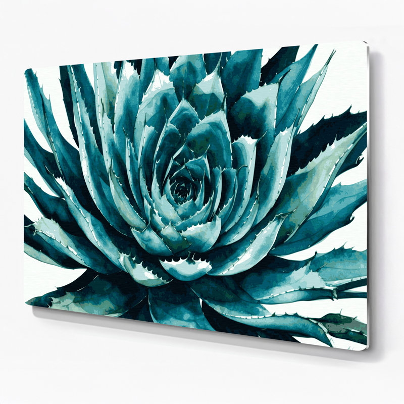 Art mural en métal vert botanique agave, H 132 po x l 168 po x P 0,05 po