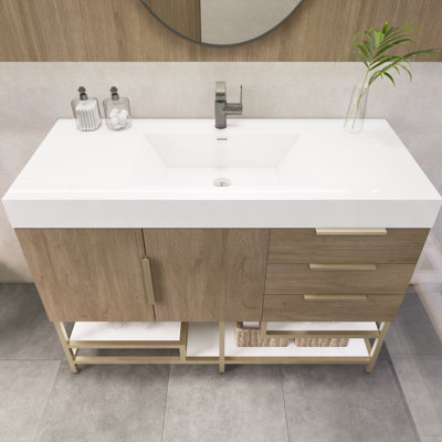 Meuble-lavabo simple autoportant 47,2 po avec plateau en acrylique renforcé Markila