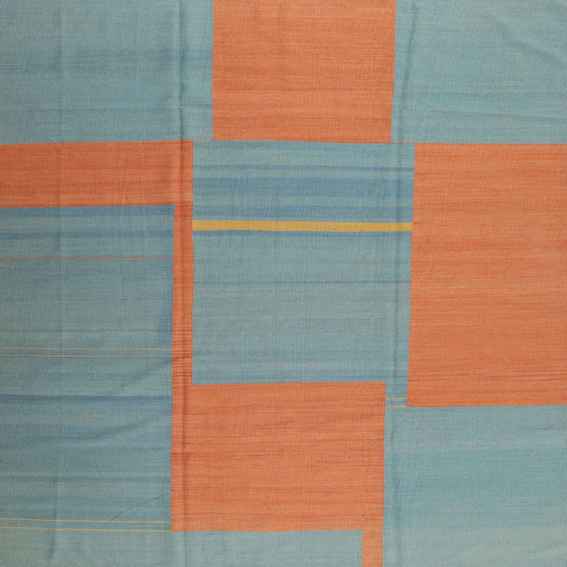 Tapis orange / bleu Adaleine, Carré 6 pi