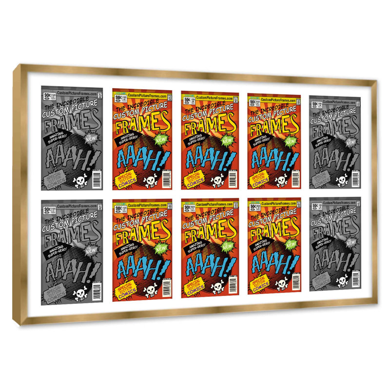 Cadre photo, 6,875 po x 10,5 po, Doré / Blanc, 44 po x 25,75 po