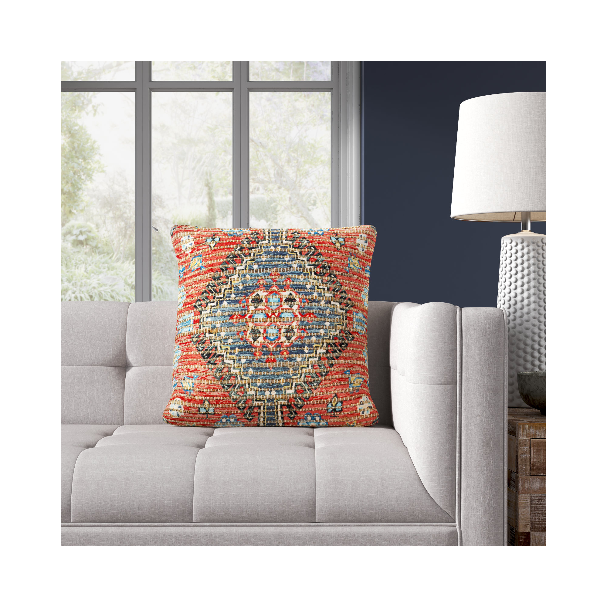 Vince Geometric Jute Blend Throw Pillow, Polyester/Polyfill