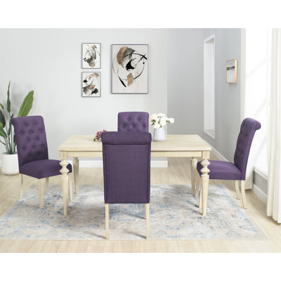 Amonia 5-Piece Dining Set, Turned-Leg Dining Table With 4 Tufted Chairs