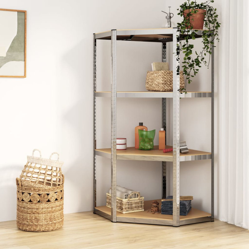 Rivet 75cm W Steel Shelving Unit, Silver