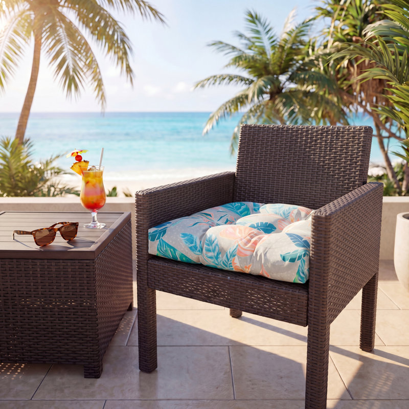  Italia Acrylic Outdoor Chair Cushion, Tahiti Turquoise