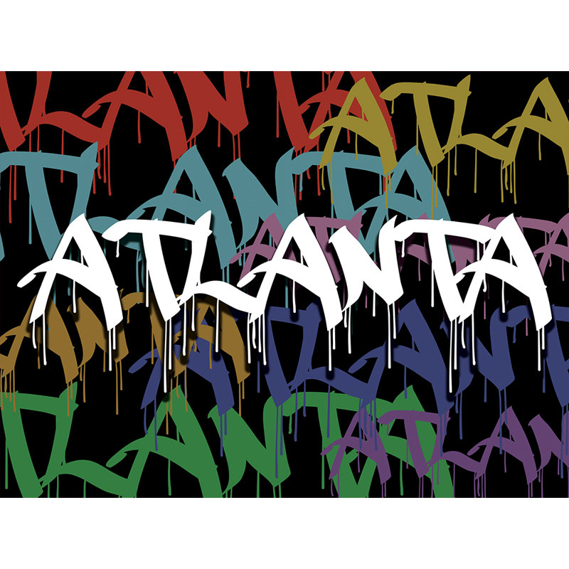 Atlanta, art textuel sur toile graffiti, Géorgie, H 30 po x l 40 po
