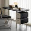 Bureau ovale noir en bois massif avec 2 tiroirs