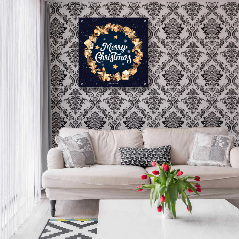 «Gingerbread Merry Christmas Wreath» par Seven Trees Design, art mural en verre acrylique, H 24 po x l 24 po x P 0,2 po