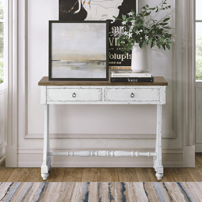 Console à 2 tiroirs blanc antique