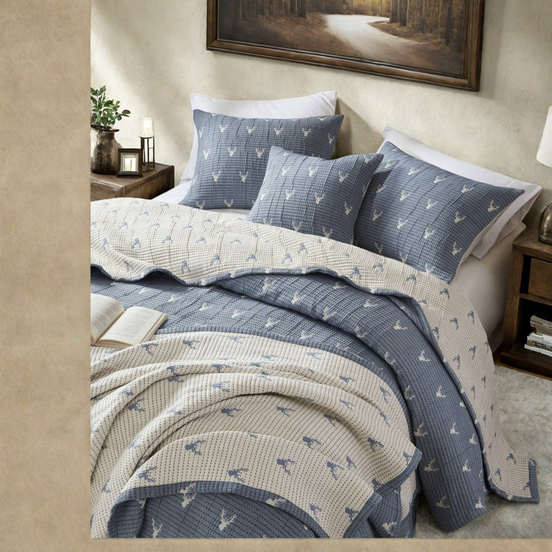Ensembles de literie grand doux en polyester doux, confort rustique réversible pour la maison