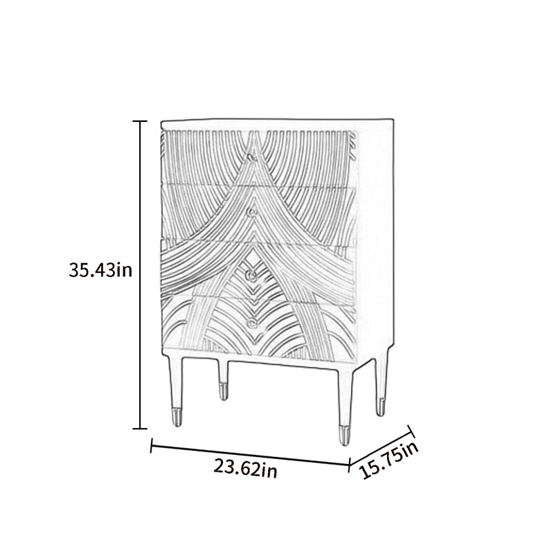 Tiffine, 35.43" H x 23.62" W x 15.75" D