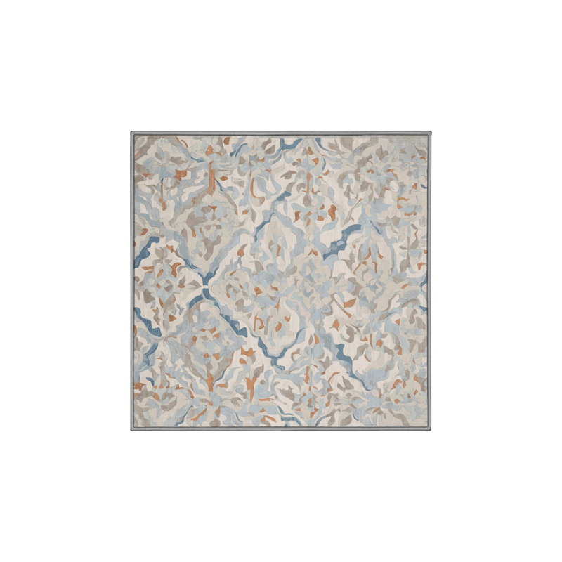 Machine Washable Gray Area Rug, Square 8'