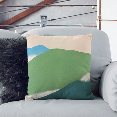 Green Mountains Square Throw Cushion