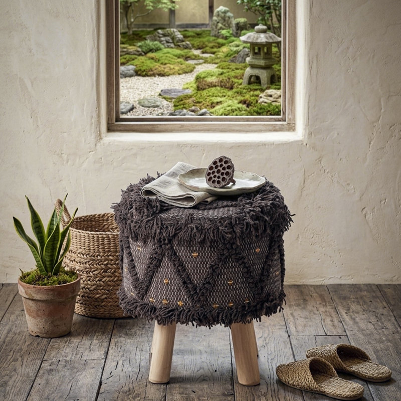 Rectangle Upholstered Wool Ottoman For Comfortable Footrest And Versatile Home Use, Perfect For Relaxation And Space Efficiency.