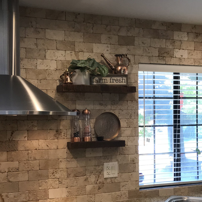 Mcevoy 2 Piece Pine Floating Shelf, Mocha, 2" H x 18" W x 6" D