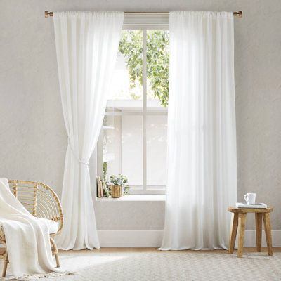 2 PCS 52X108" Rod Pocket With Back Tab Privacy Curtain Pair White