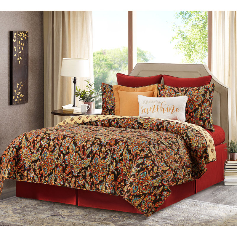 Dorothy Cotton Reversible Quilt Set, Queen Quilt + 2 Shams