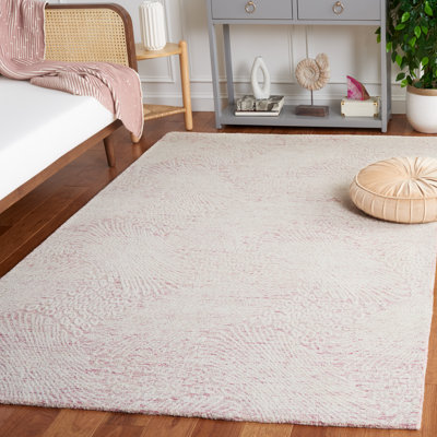 Mayreli Hand Tufted Wool Cotton with Latex Abstract Rug in Ivory/Pink