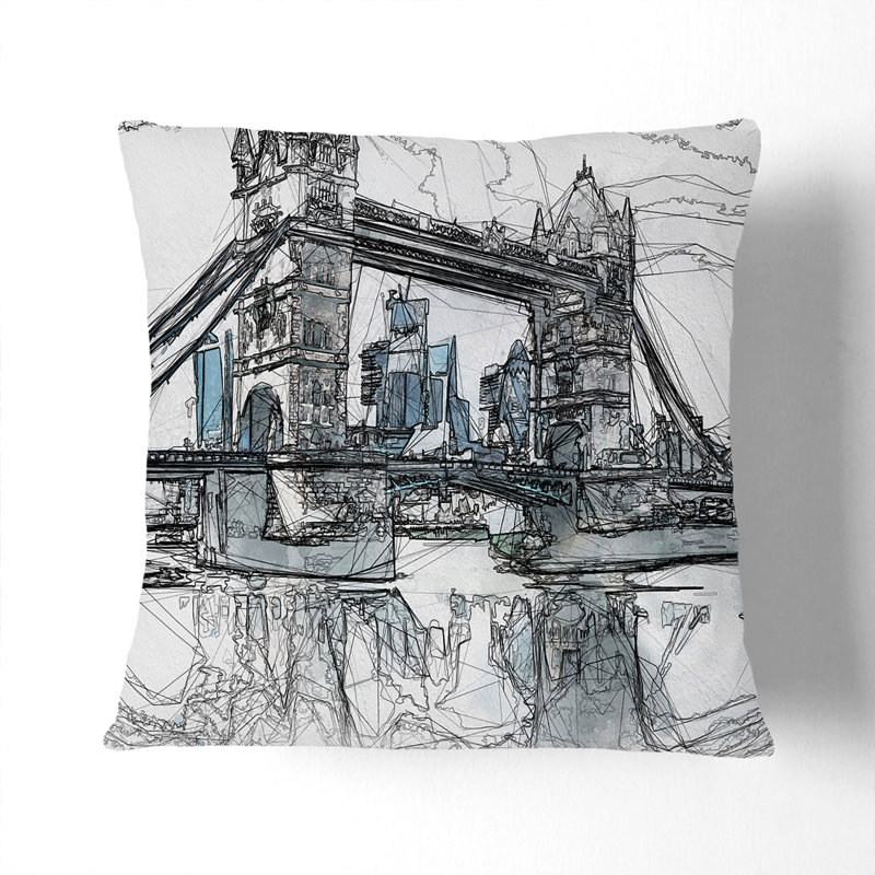 London Bridge Cushion with Filling, 55cm H x 55cm W x 20cm D