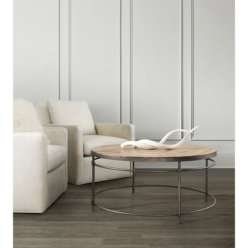 Transitional 38" Round Cocktail Table in Black and Silver with Storage
