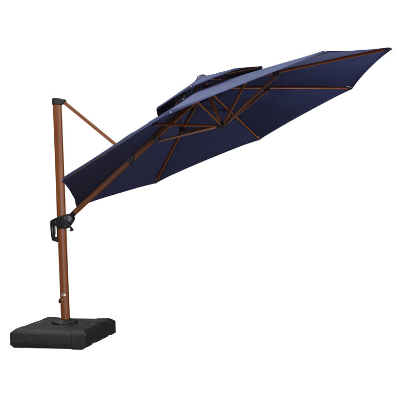 Parasol d'extérieur en porte-à-faux 12 pi PURPLE LEAF, bleu marine, Khaki