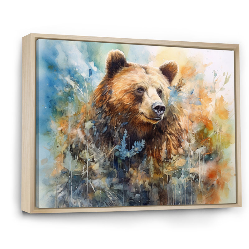 Majestic Grizzly II sur toile, Cadre naturel flottant, H 16 po x l 32 po x P 1 po