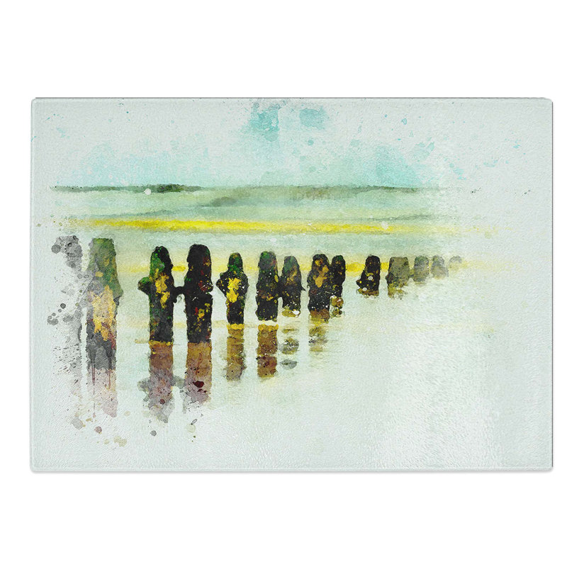 Glass Groynes On Whitby Beach in Abstract Chopping Board, 39 cm W x 28.5 cm L