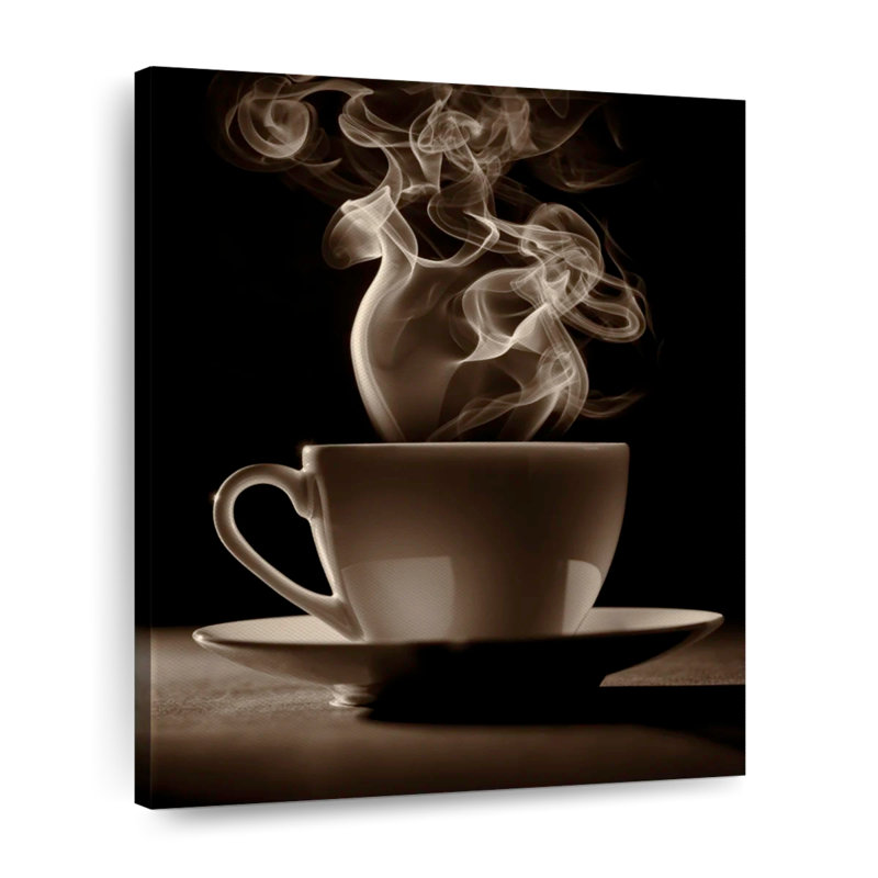 " Steaming Brewed Coffee Canvas Print ", 10" H x 8" W x 1" D