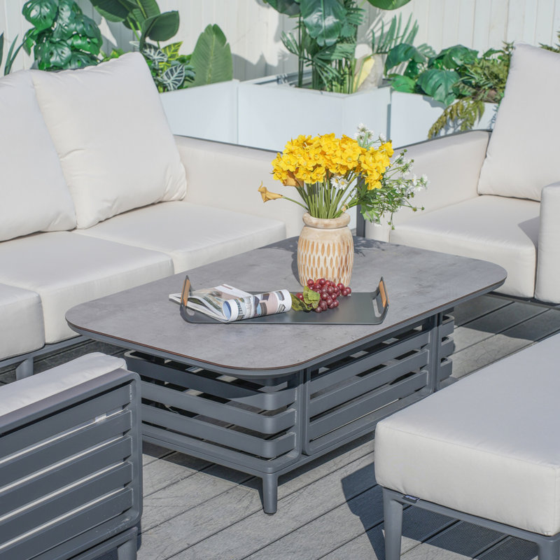 Table basse grise en aluminium avec plateau en HPL - L 51,18 po x l 31,5 po x H 18,11 po