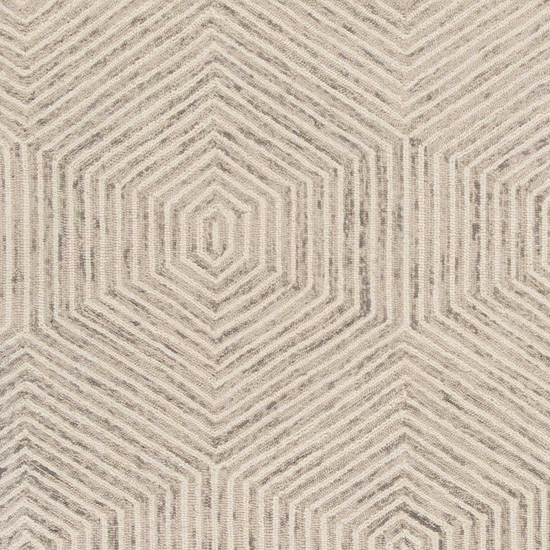 Ivory Geometric Hexagon Wool Area Rug