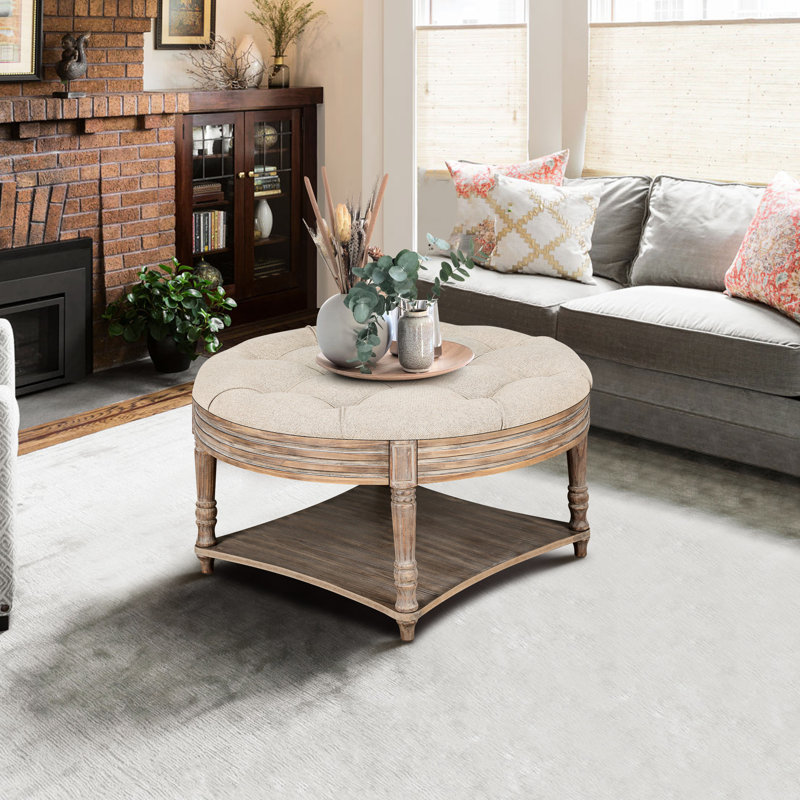 Rangement classique avec tablette, tissu d'ameublement en lin, Beige