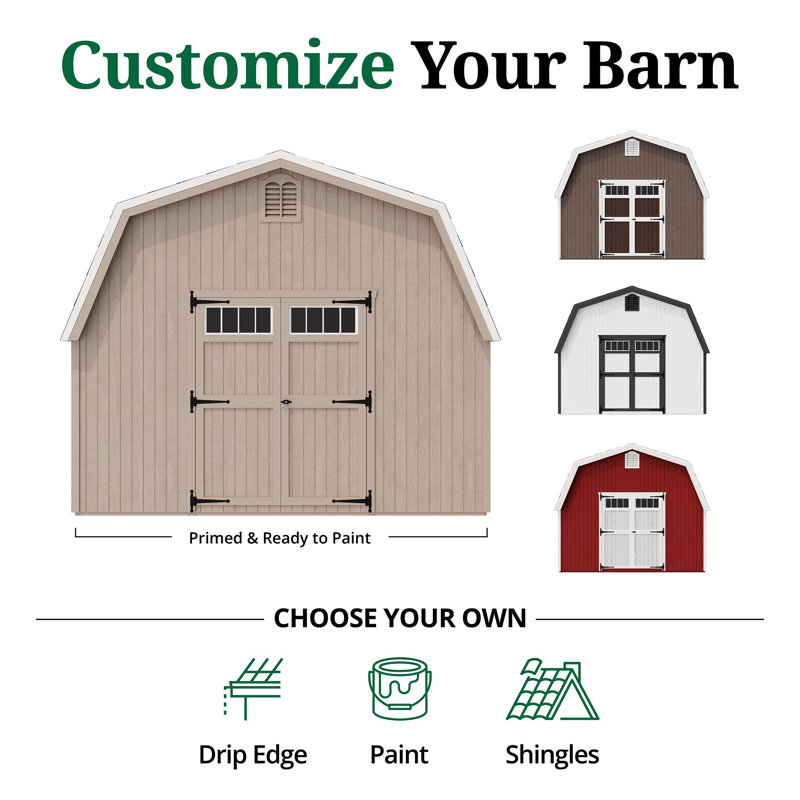 Colonial Greenfield Barn Outdoor Wood Storage Shed, Yes, 12' x 16'