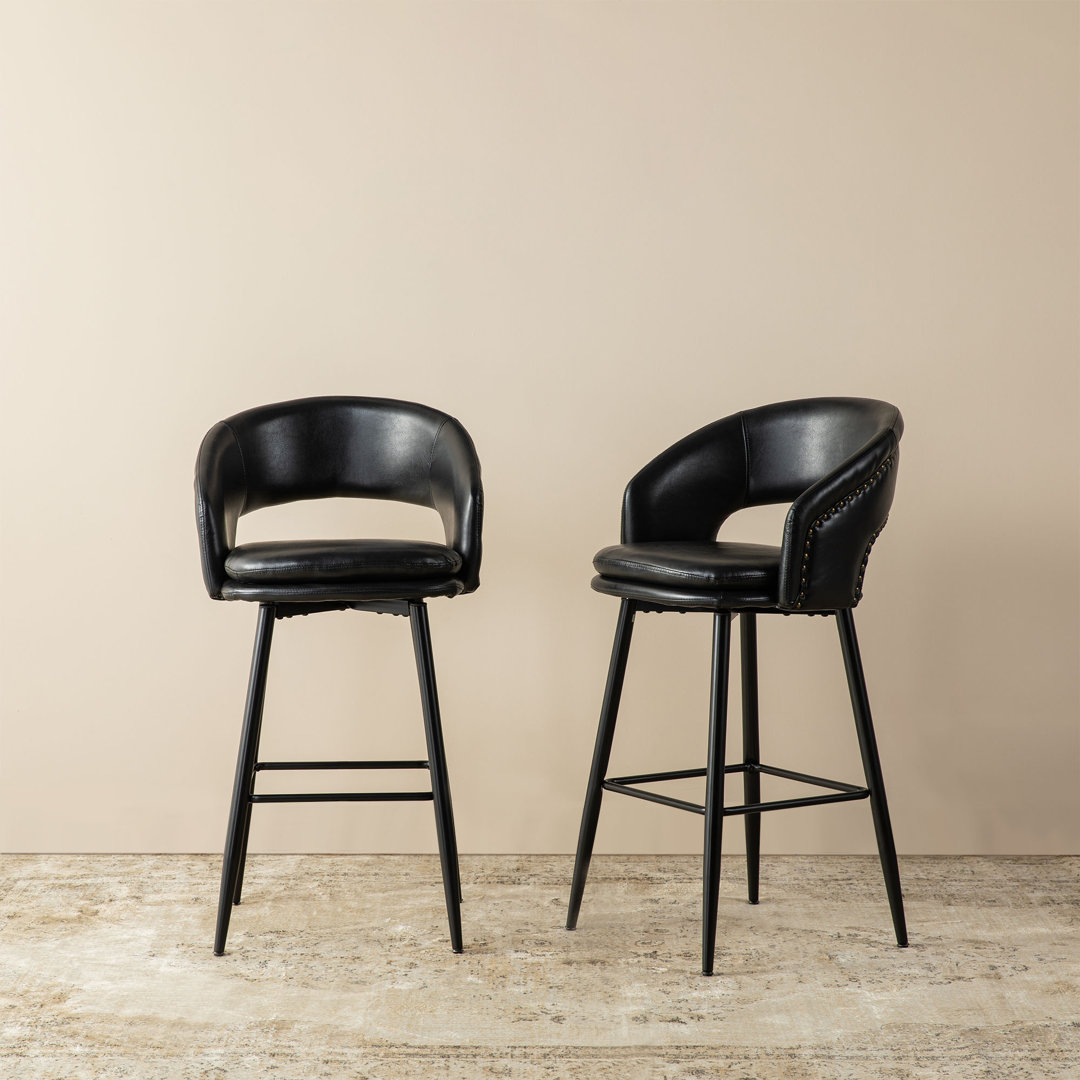 Upholstered Bar Stool with Nailhead Trim (Set of 2) 17 Stories 