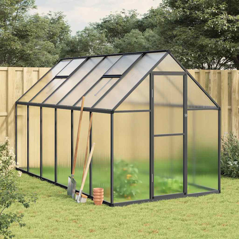 Charika 14.5 Ft W x 5.5 Ft D Greenhouse, 195cm H x 445cm W x 169cm D, Anthracite