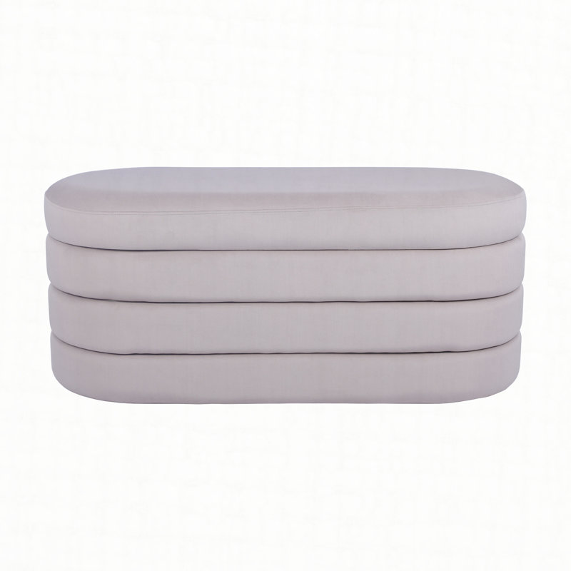 Velvet Ottoman Bench with Storage, Taupe